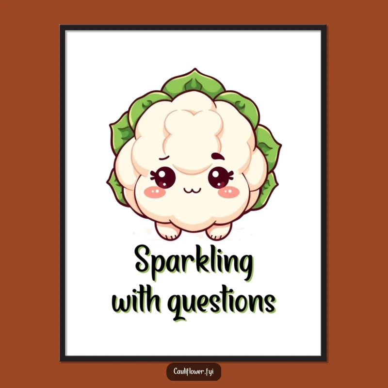 Funny Kawaii Cauliflower Digital Print: Sassy Eyebrow Art Download