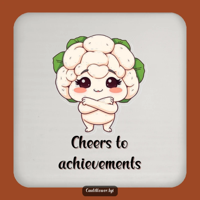 Funny Cauliflower Proud Drink Coaster - Protect Surfaces with Veggie Smirk