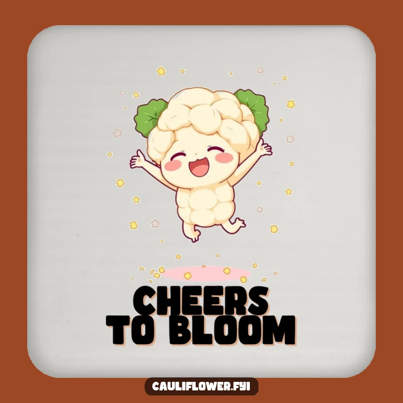 Funny Cauliflower Coaster: Joyful Leaper, Confetti, Perfect Gift