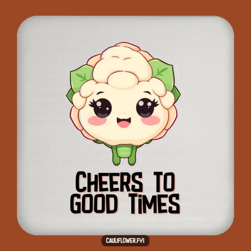 Funny Cauliflower Cheering Drink Coaster - Protect Surfaces with Veggie Enthusiasm