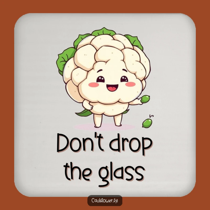 Funny Cauliflower Juggler Coaster: Protect Surfaces with Pea Humor!