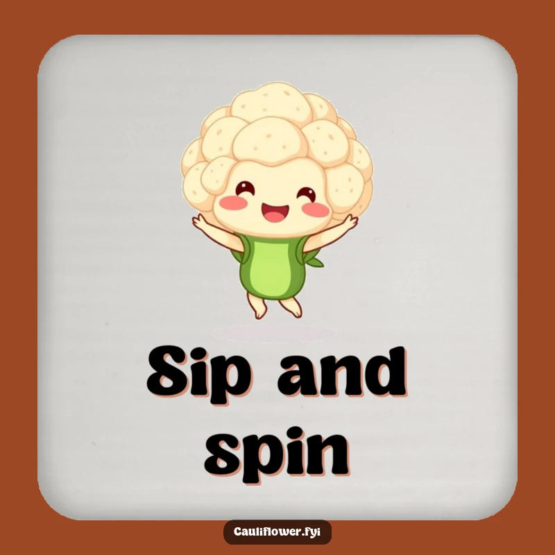 Funny Cauliflower Pirouette Drink Coaster - Protect Surfaces with Balletic Humor