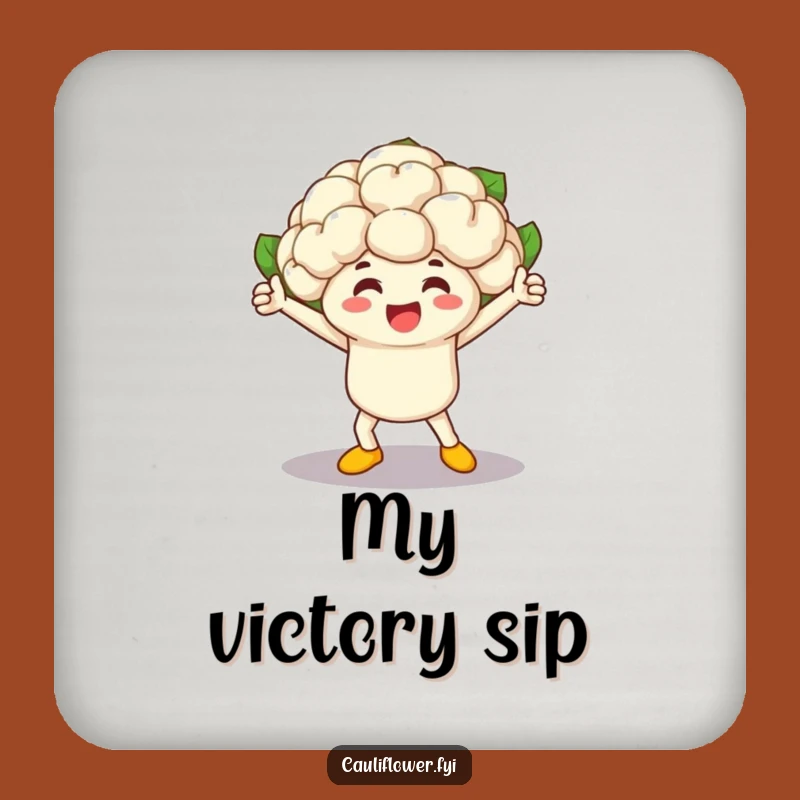 Funny Cauliflower Victory Coaster Set - Hilarious Veggie Race Winner Protection