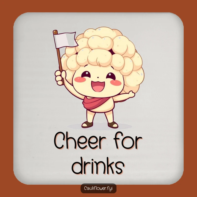 Funny Cheering Cauliflower Coaster - Veggie Support Decor Gift
