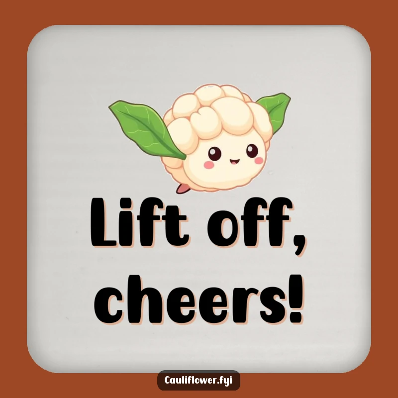 Funny Flying Cauliflower Flirt Coaster, Whimsical Veggie Drink Protector for a Hilarious Gift