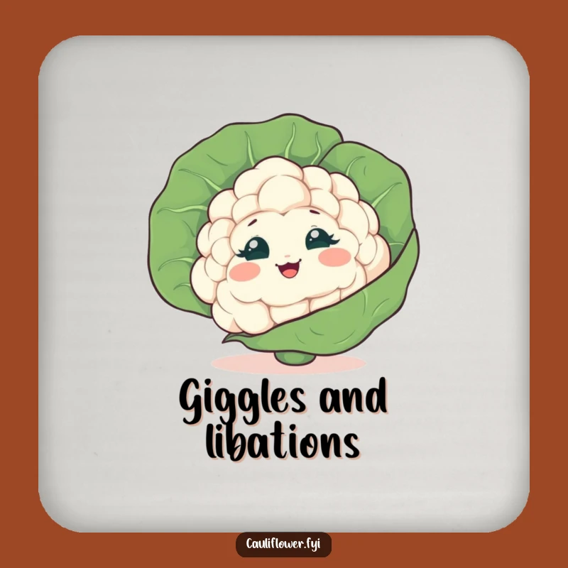 Funny Giggling Cauliflower Coaster, Playful Veggie Drink Protector for a Hilarious Gift