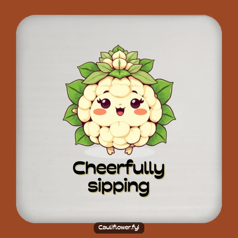 Funny Kawaii Cauliflower Cheer Coaster - Protect Surfaces with Humor