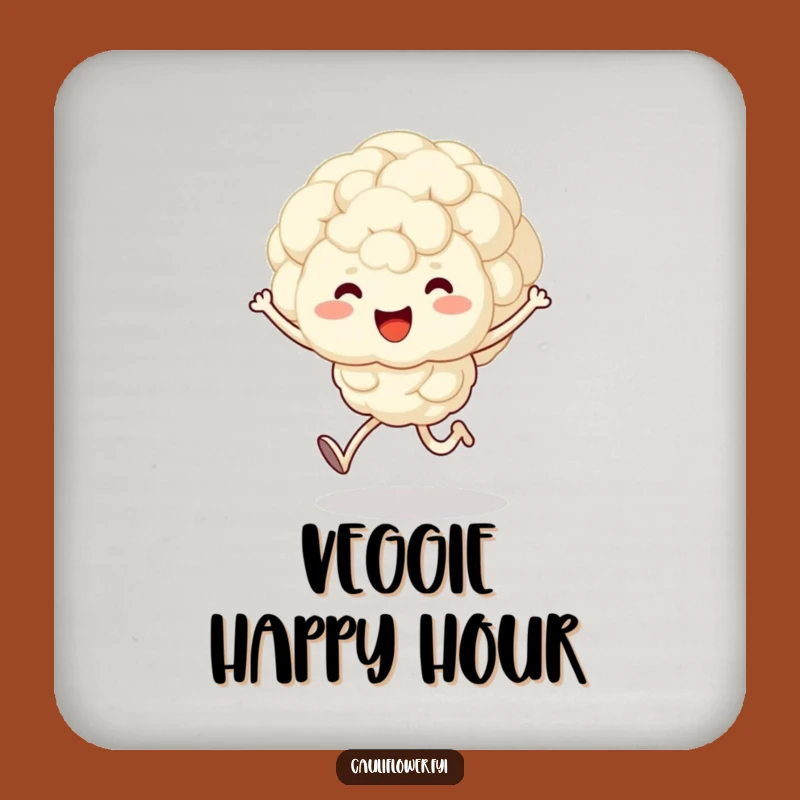 Funny Kawaii Cauliflower Coaster - Cute Veggie Gift for Cheerful Tables