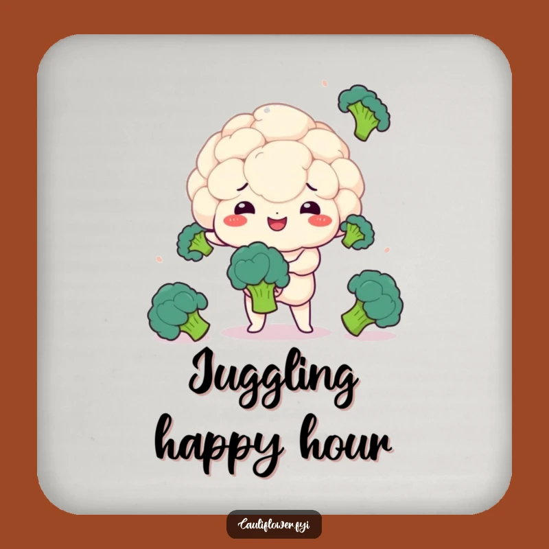 Funny Kawaii Cauliflower Juggling Coaster Set - Humorous Table Protection