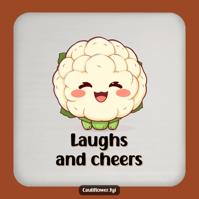 Funny Kawaii Cauliflower Laugh Drink Coaster: Protect Surfaces with Joyful Humor!