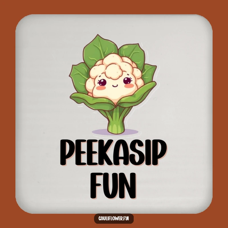 Funny Kawaii Cauliflower Peek Drink Coaster: Protect Surfaces with Playful Charm!