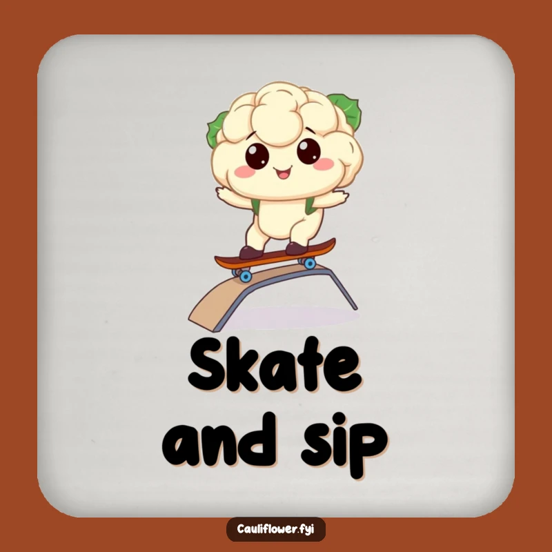 Funny Kawaii Cauliflower Skater Coaster Set - Humorous Table Protection