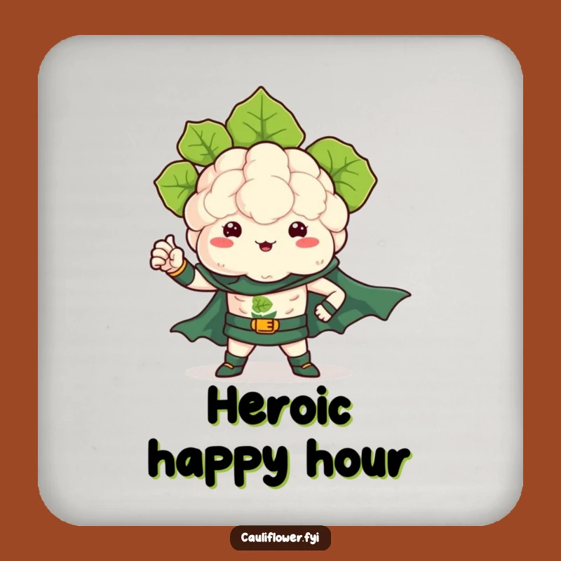 Funny Kawaii Cauliflower Superhero Coaster Set - Humorous Protection