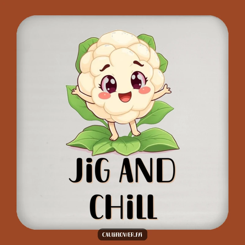 Funny Cauliflower Jig Coasters: Protect Surfaces with Veggie Dance Fun