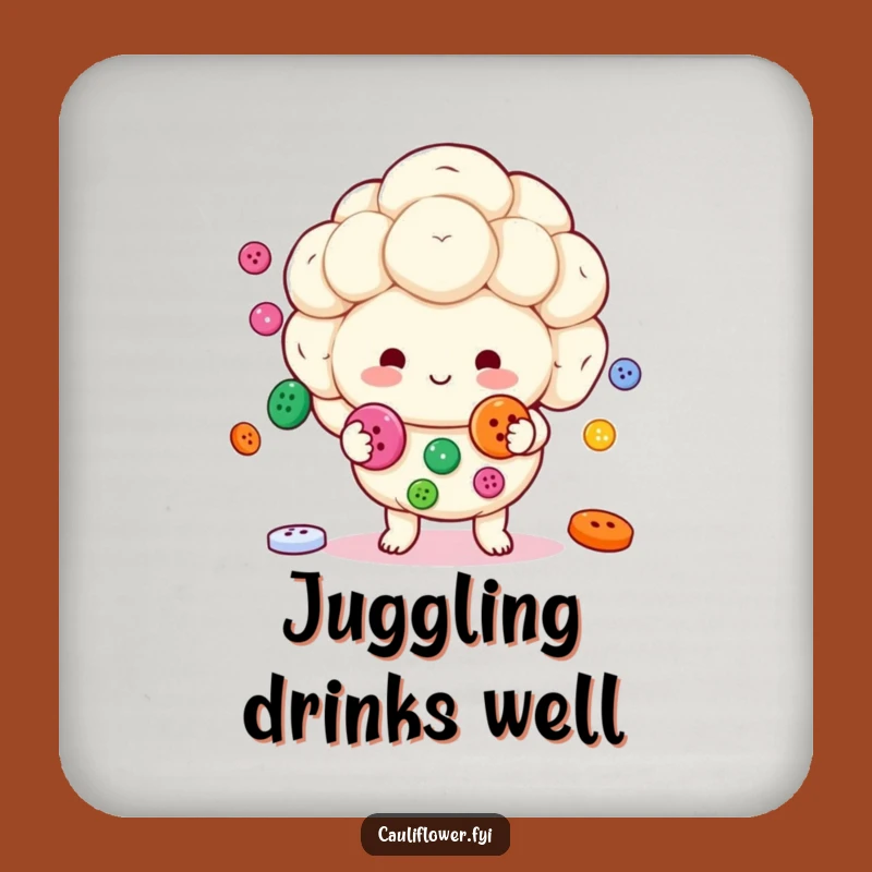 Funny Kawaii Cauliflower Drink Coaster: Protect Surfaces with Juggling Flair!