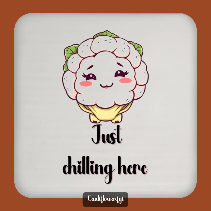 Funny Kawaii Cauliflower Coaster: Silly Grin Protects Your Surfaces
