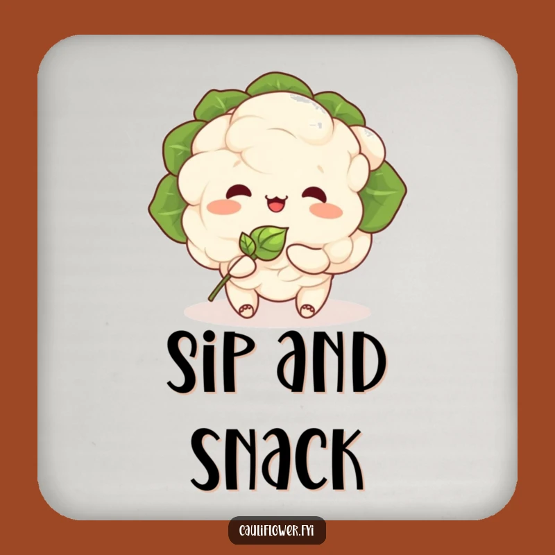 Funny Kawaii Cauliflower Drink Coaster: Protect Surfaces with Cute Veggies!