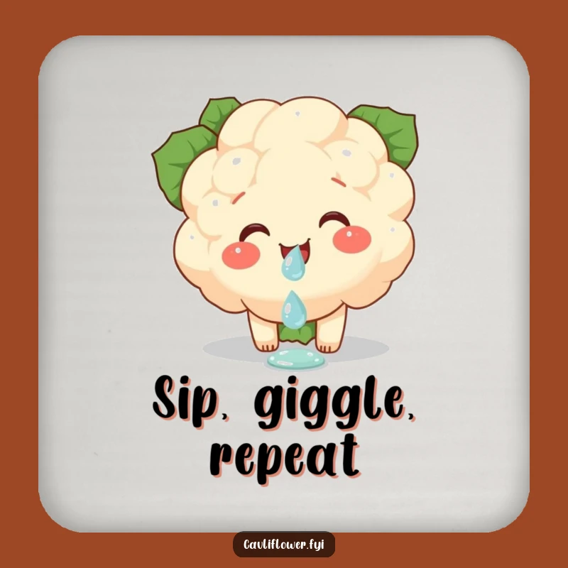 Funny Cauliflower Giggling Drink Coaster - Protect Surfaces with Veggie Whimsy