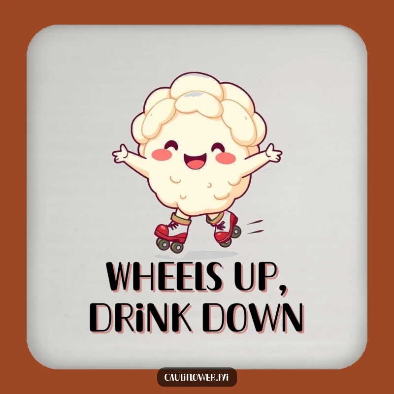 Funny Roller Skating Cauliflower Coaster - Protect Surfaces with Veggie Humor