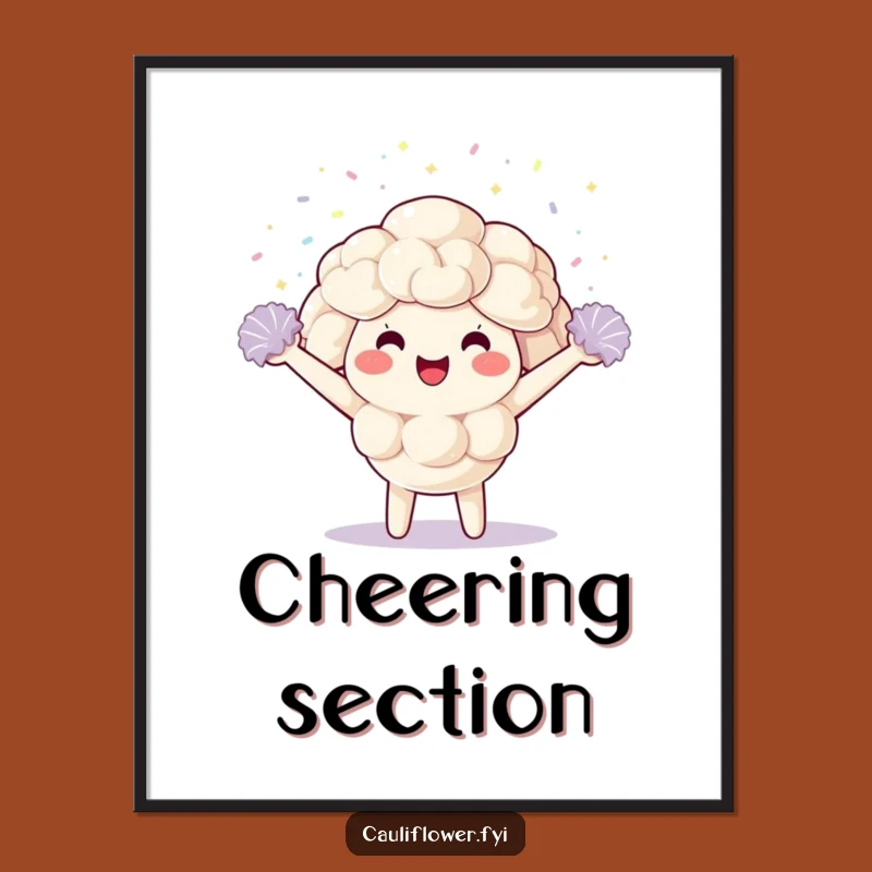 Funny Kawaii Cauliflower Victory Poster: Hilarious Art for Your Walls