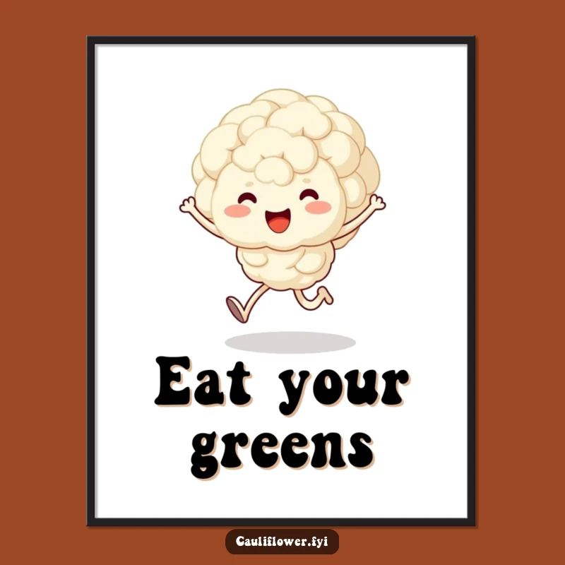 Funny Kawaii Cauliflower Poster - Joyful Veggie Art Gift for Cheerful Decor
