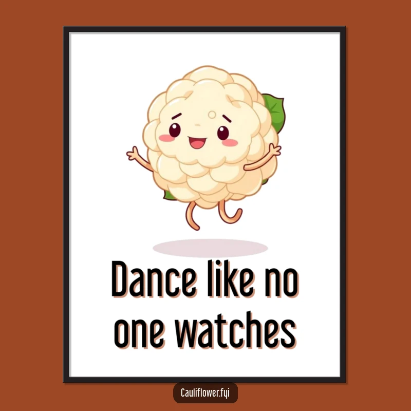 Funny Cauliflower Dance Party Poster: Vibrant Wall Art for a Hilarious Home