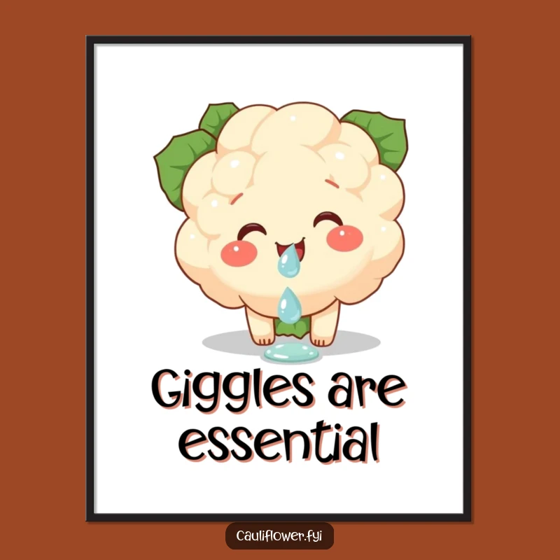 Funny Cauliflower Giggling Poster - Delicate Art for a Whimsical Space