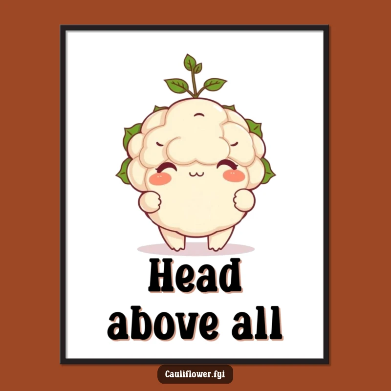 Funny Cauliflower Sprout Balance Poster: Charming Veggie Art for Your Walls