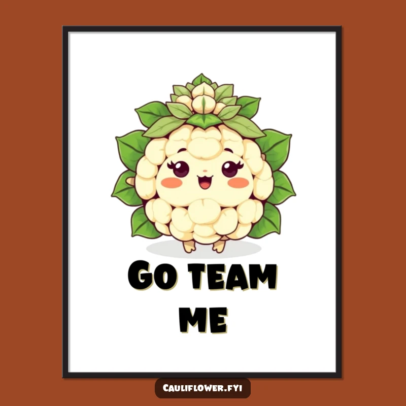 Funny Kawaii Cauliflower Cheer Poster - Decorate with Enthusiastic Humor