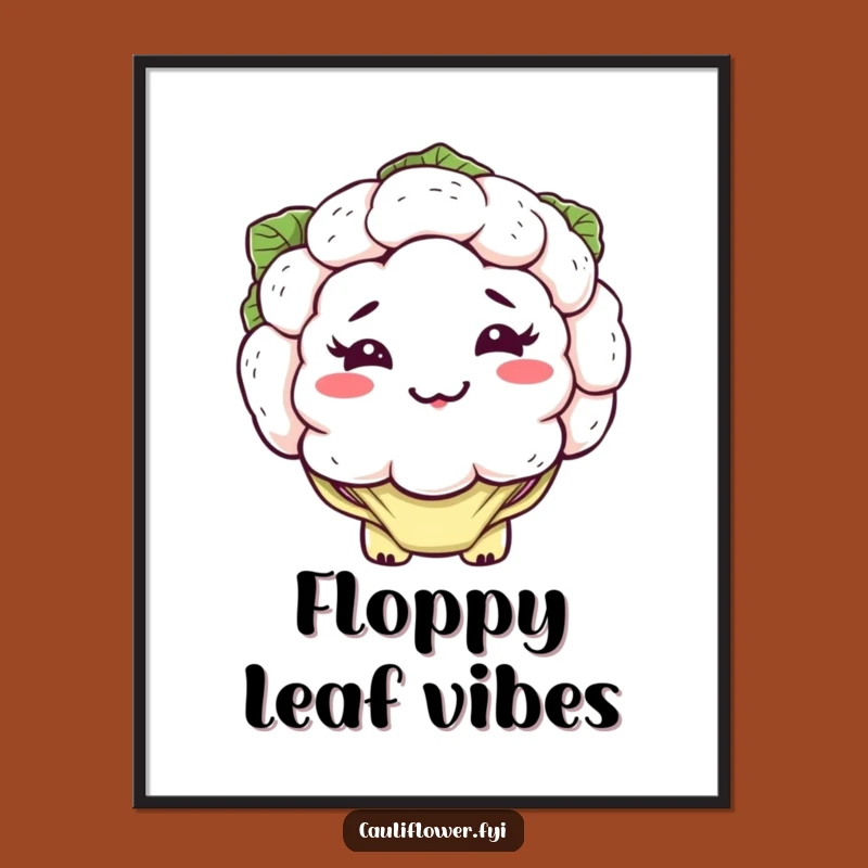 Funny Kawaii Cauliflower Poster: Silly Grin Veggie Art Print
