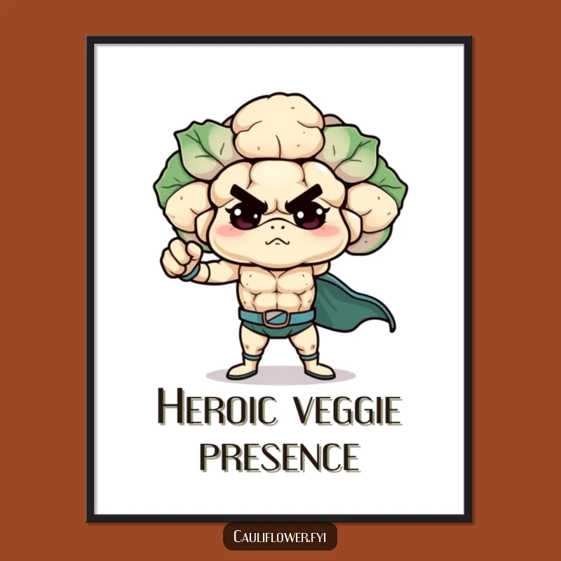 Funny Superhero Cauliflower Poster, Inspiring Veggie Hero Art for a Hilarious Gift