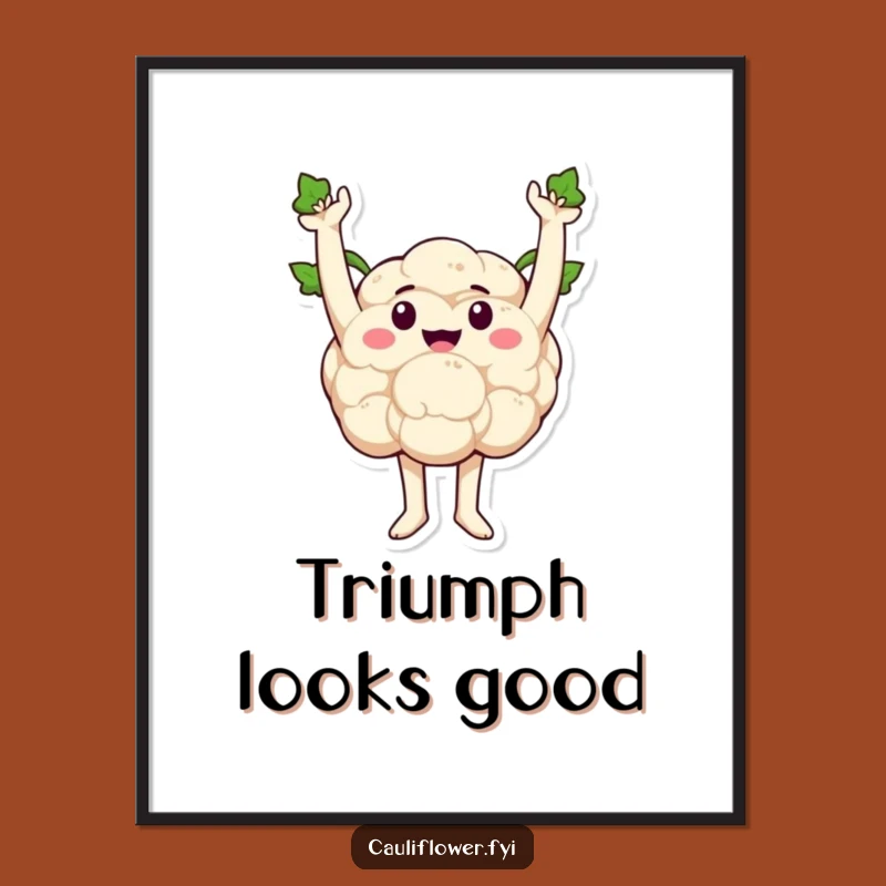Funny Victorious Cauliflower Poster: Decorate With Veggie Triumph!