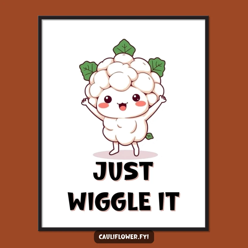Funny Kawaii Cauliflower Poster: Brighten Your Walls with Hilarious Veggie Dance Art!