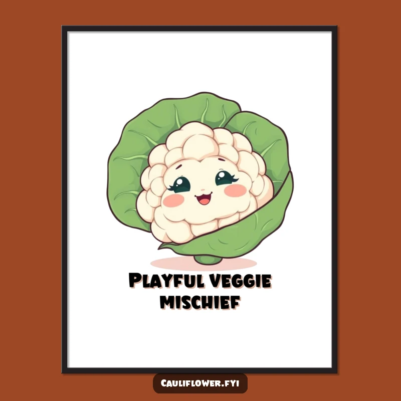 Funny Giggling Cauliflower Poster, Playful Veggie Art for a Hilarious Gift