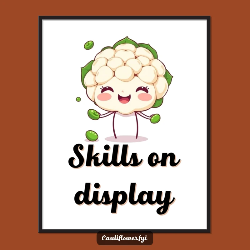 Funny Juggling Cauliflower Poster, Cheerful Veggie Art for a Hilarious Gift