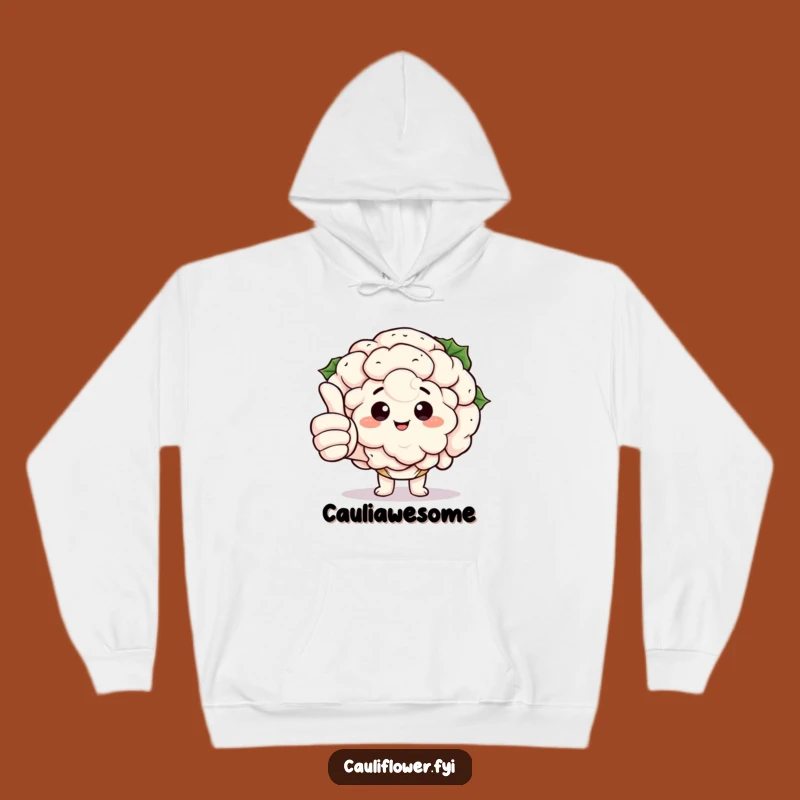 Funny Kawaii Cauliflower Thumbs Up Hoodie: Cozy Veggie Approval, Great Funny Gift