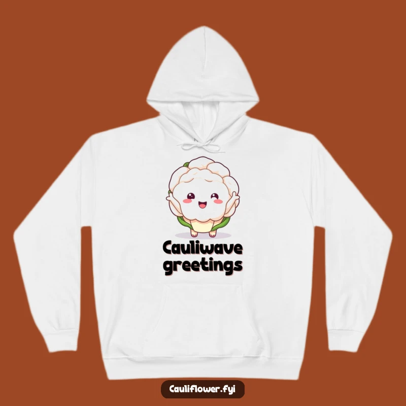 Funny Kawaii Cauliflower Wave Hoodie - Cozy and Hilarious Veggie Warmth