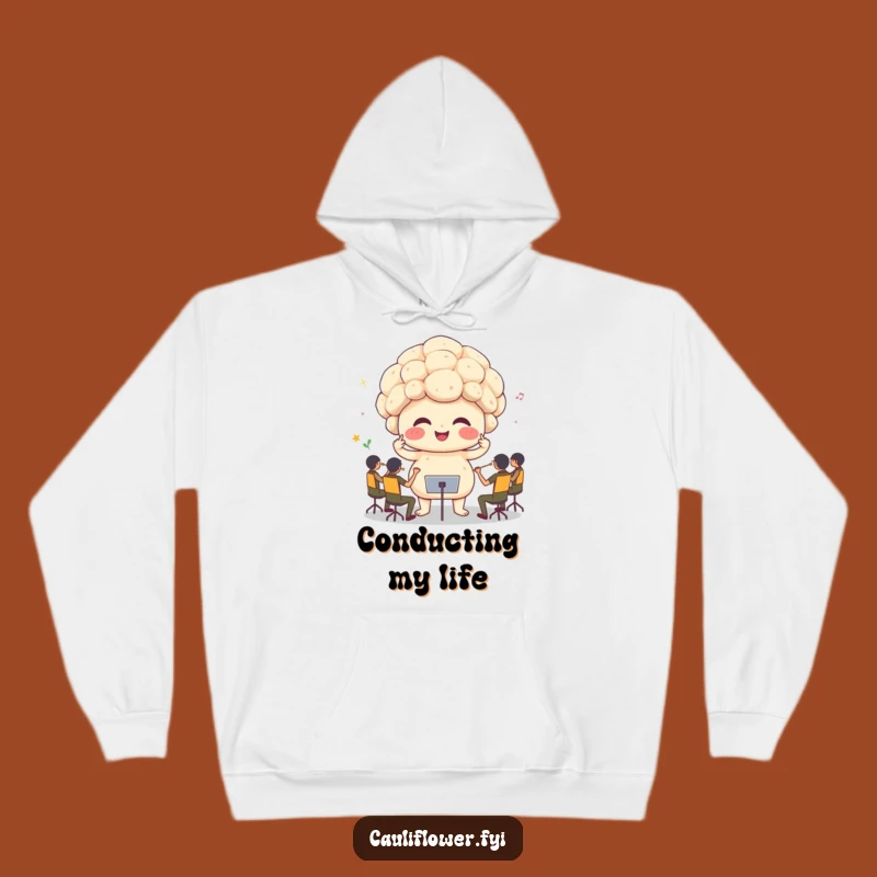 Funny Cauliflower Conductor Hoodie: Cozy Vegetable Orchestra Vibes, The Ultimate Funny Gift!