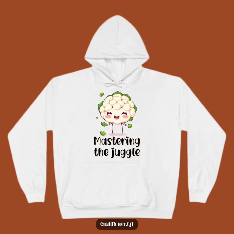 Funny Juggling Cauliflower Hoodie, Cozy Veggie Talent Sweatshirt for a Hilarious Gift