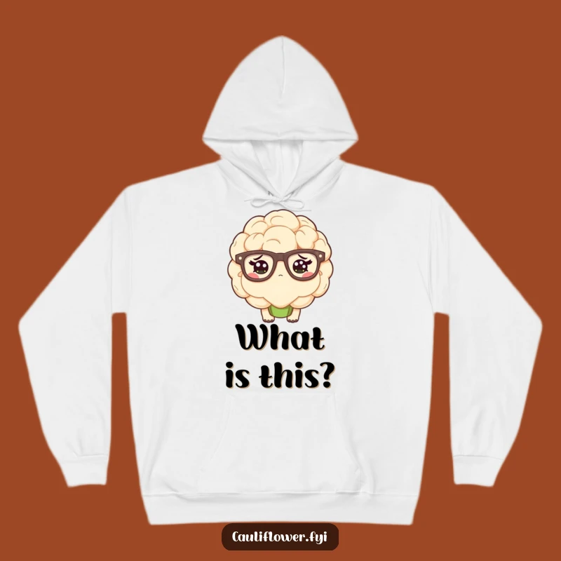 Funny Kawaii Cauliflower Confused Hoodie - Cozy and Hilarious Glasses Warmth
