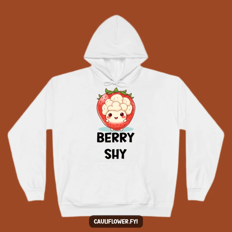 Funny Kawaii Cauliflower Strawberry Peek Hoodie: Cozy Fruity Veggie, Great Funny Gift