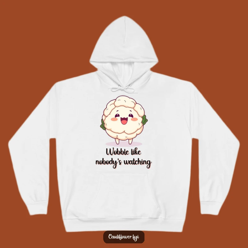 Funny Kawaii Cauliflower Wobble Hoodie - Cozy Cartoon Veggie Apparel Gift