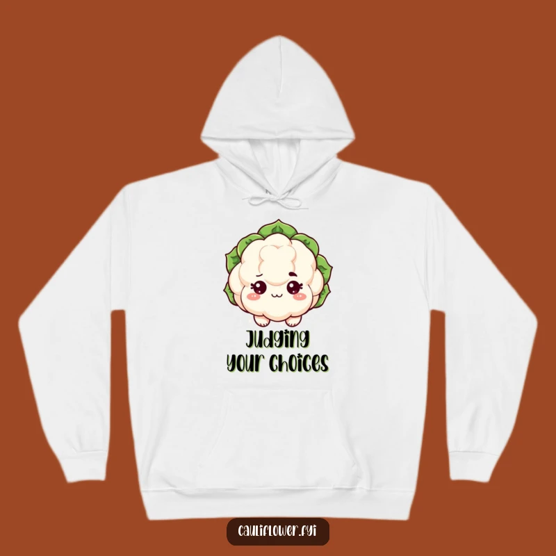Funny Kawaii Cauliflower Hoodie: Sassy Eyebrow Veggie Comfort