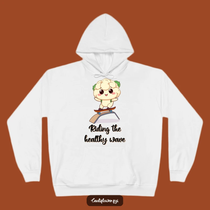 Cozy Kawaii Cauliflower Skateboard Hoodie - Warm Funny Gift