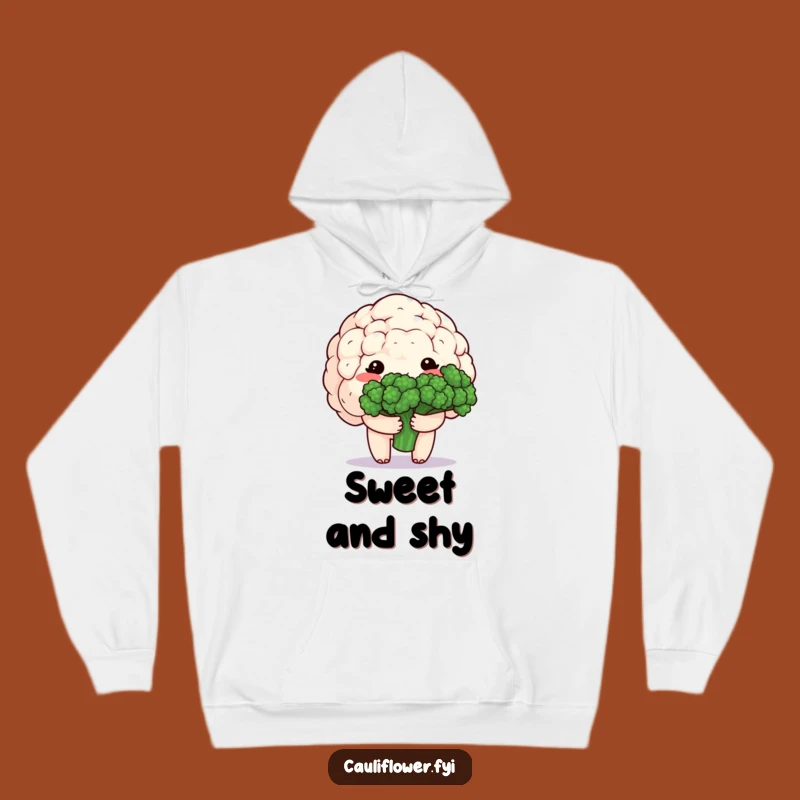 Funny Kawaii Cauliflower Hoodie - Cozy Shy Veggie Gift for Warm Feelings