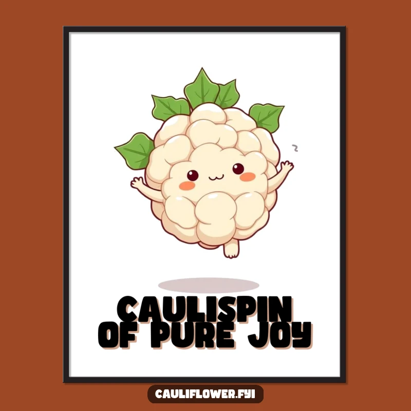 Funny Free Printable Wall Art: Kawaii Cauliflower Pirouette Downloadable Decor