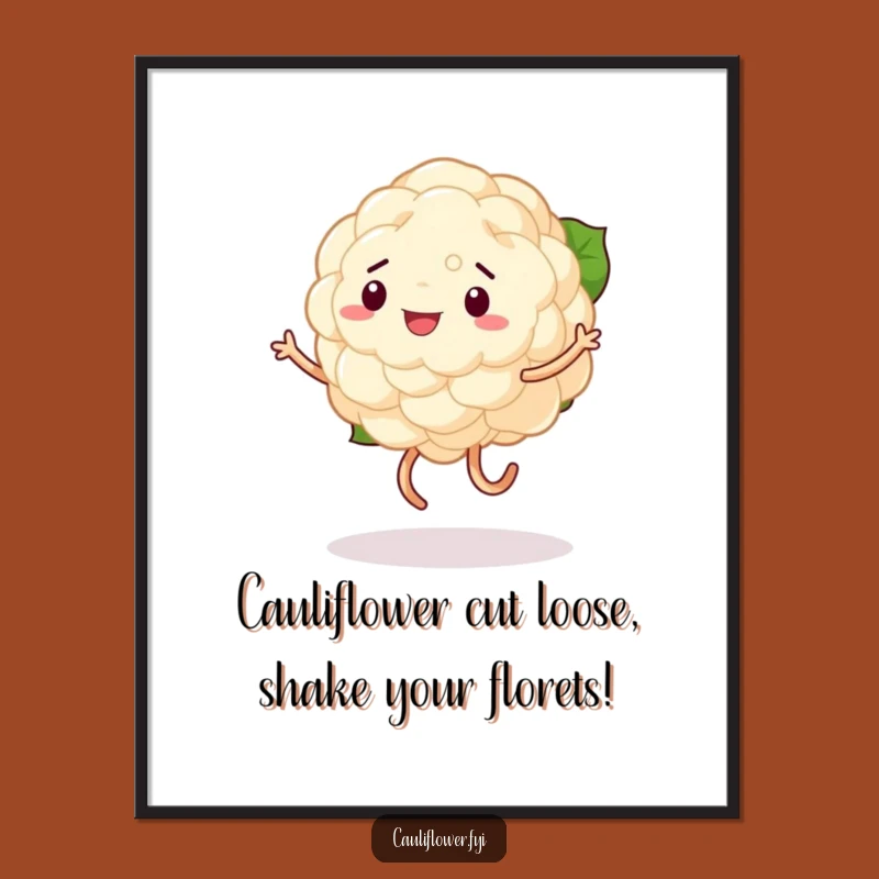 Free Printable Wall Art: Wobbly Dancer Cauliflower, Funny Veggie Decor, Downloadable Art