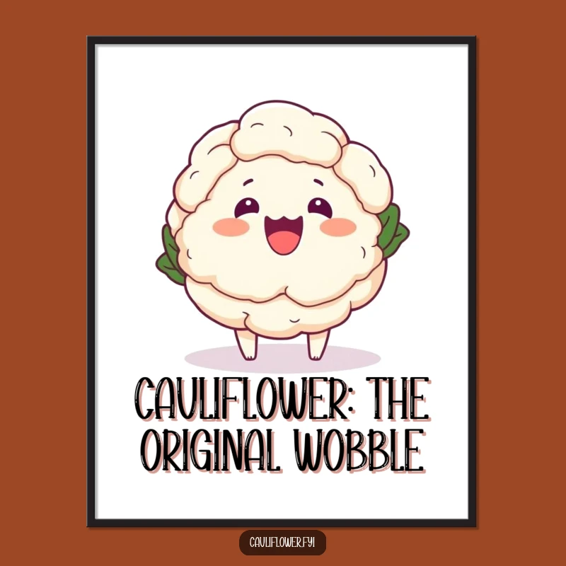 Funny Free Printable Wall Art: Kawaii Cauliflower Wobble Digital Download for Laughs