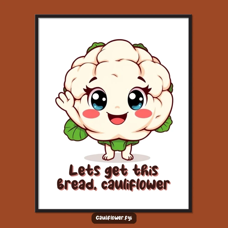 Free Printable Wall Art: Cheerful Cauliflower Waves Hello Funny Downloadable Home Decor