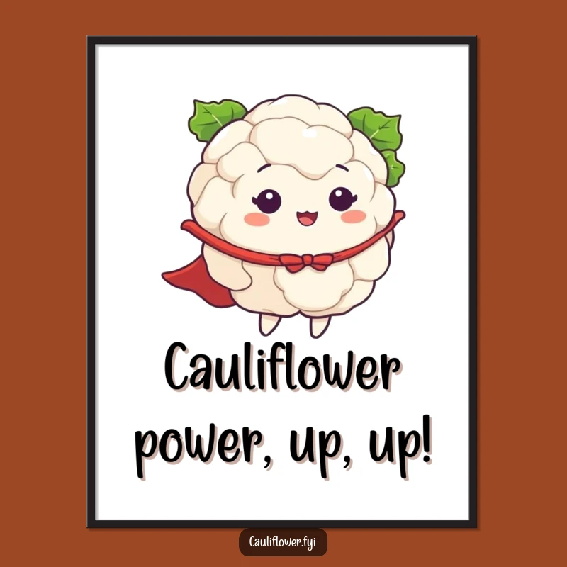 Free Printable Wall Art: Flying Cauliflower Decor, Superhero Veggie Art, Downloadable